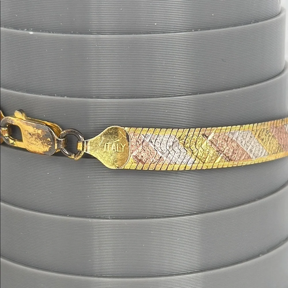 Vintage Italian Estate Gold Tone, Copper Tone and 925 Silver Bracelet lot C51